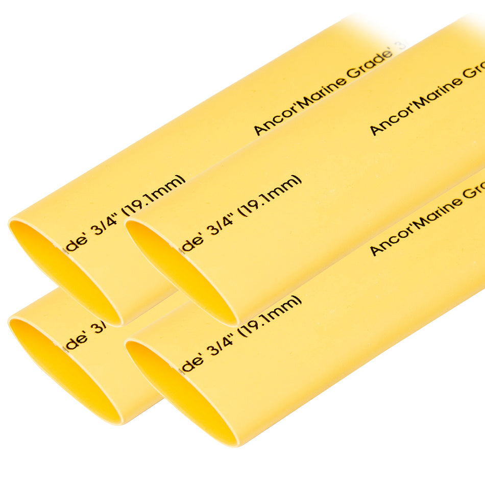 Ancor Heat Shrink Tubing 3/4" x 6" - Yellow - 4 Pieces 306906 — Quality Boat Parts