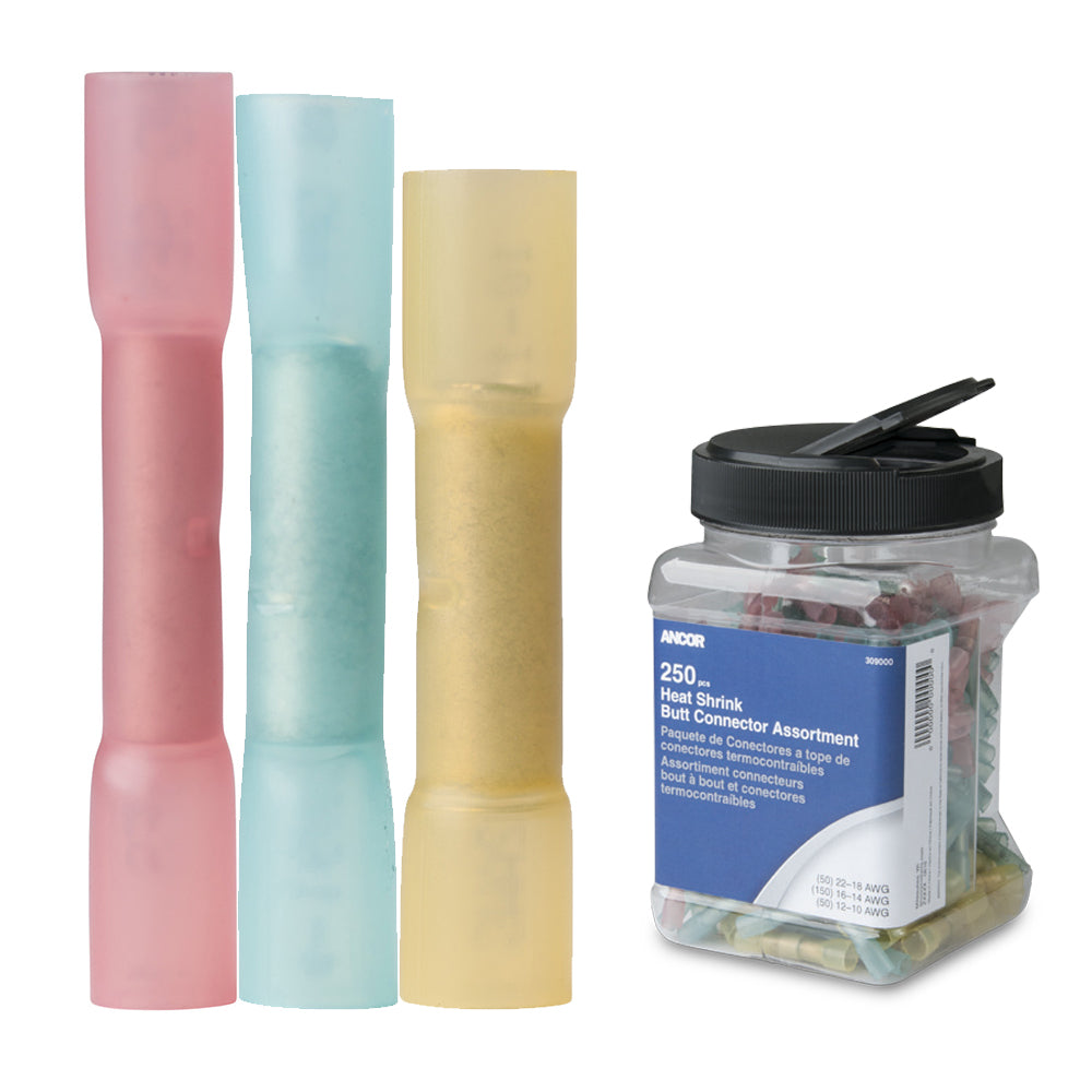 Ancor Heat Shrink Butt Connector Multi-Pack - 250-Piece - Jar 309000 — Quality Boat Parts