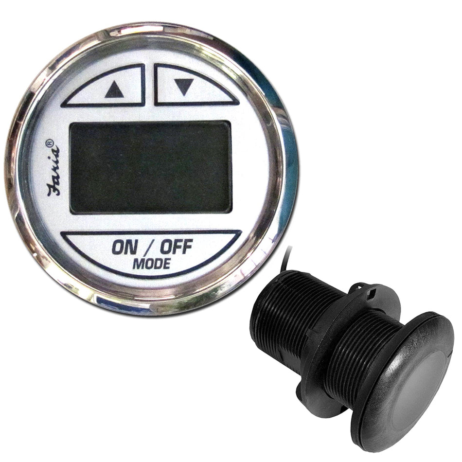 Faria Chesapeake White SS 2" Depth Sounder w/Thru-Hull Transducer 13894 — Quality Boat Parts