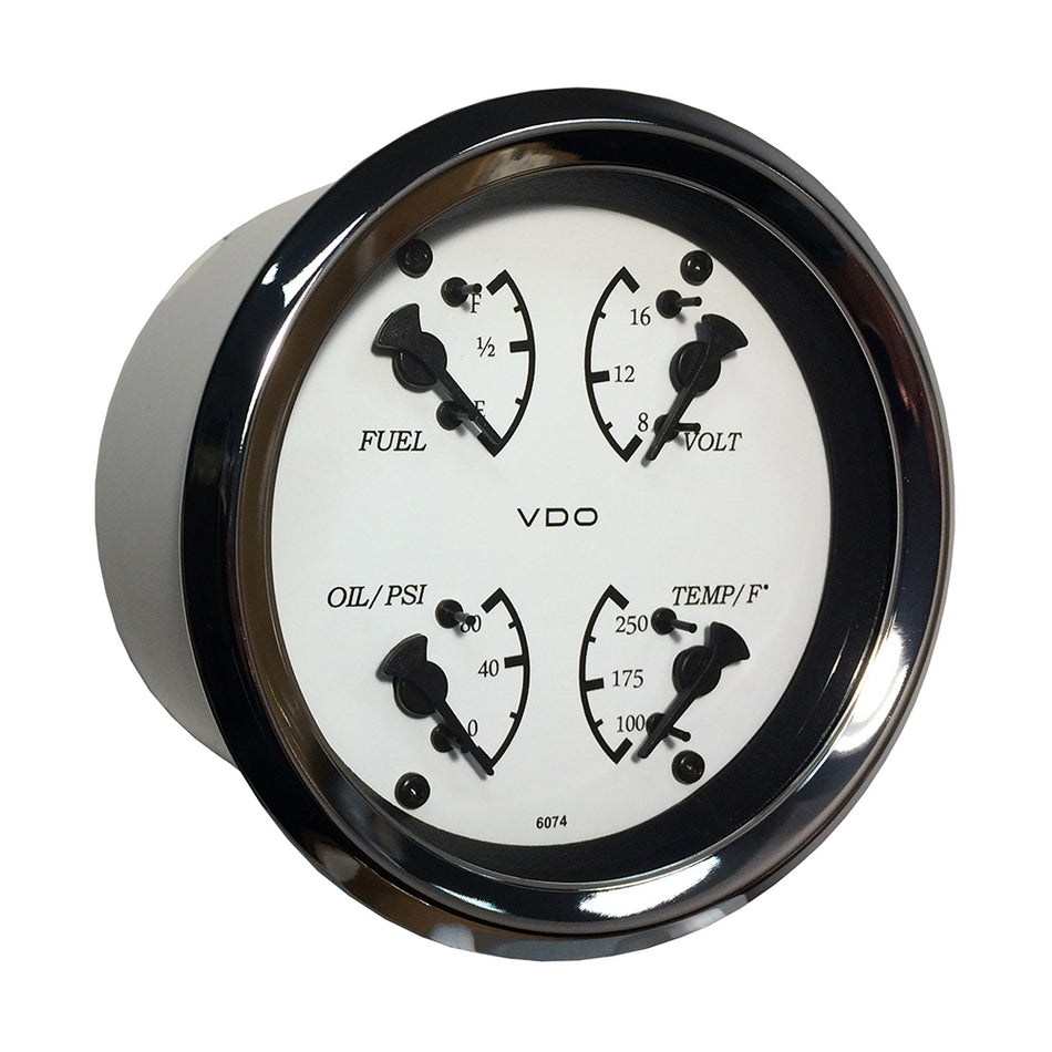 VDO Cockpit Marine 85mm (3-3/8") 4 in 1 Gauge - White Dial/Bezel 110-15800 — Quality Boat Parts