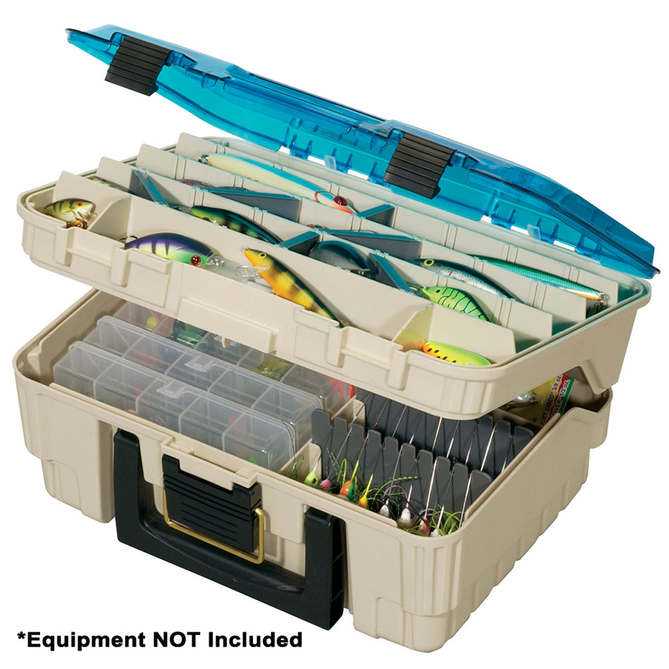 Plano Two-Tier Magnum Satchel - Beige/Blue 134900 — Quality Boat Parts