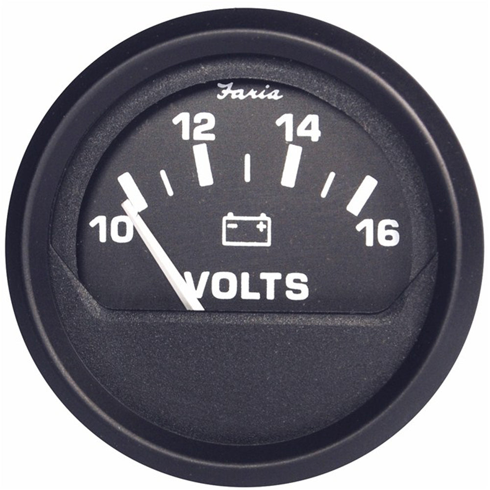 Faria Euro Black 2" Voltmeter (10-16 V) 12821 — Quality Boat Parts
