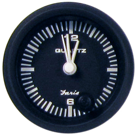 Faria Euro Black 2" Clock - Quartz (Analog) 12825 — Quality Boat Parts