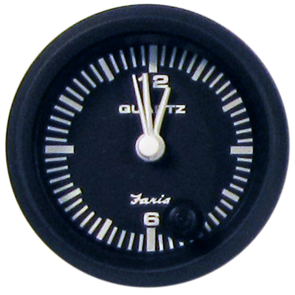 Faria Euro Black 2" Clock - Quartz (Analog) 12825 — Quality Boat Parts