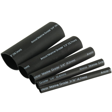 Ancor Adhesive Lined Heat Shrink Tubing Kit - 8-Pack, 3", 20 to 2/0 AWG, Black 301503 — Quality Boat Parts