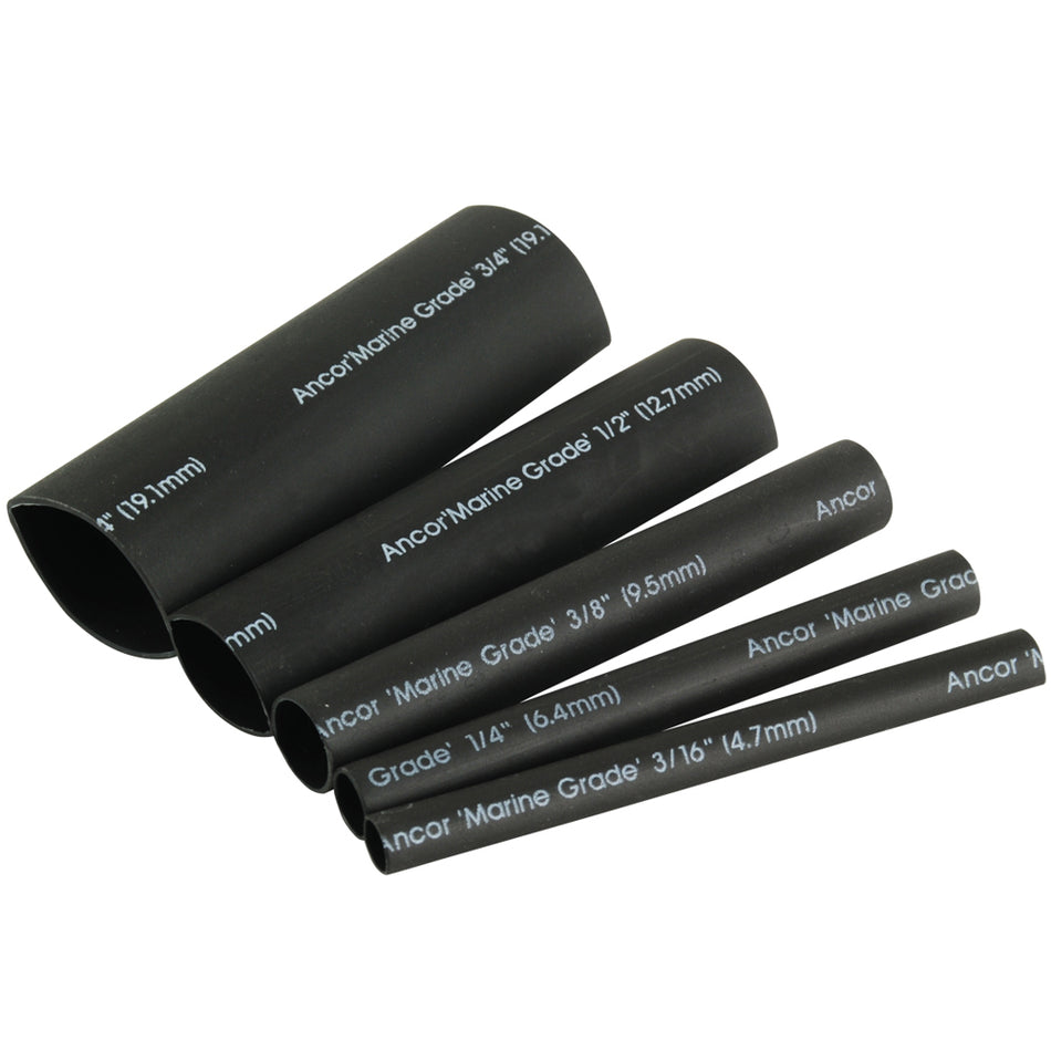 Ancor Adhesive Lined Heat Shrink Tubing Kit - 8-Pack, 3", 20 to 2/0 AWG, Black 301503 — Quality Boat Parts