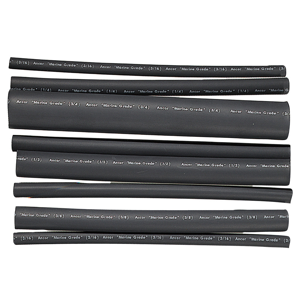 Ancor Adhesive Lined Heat Shrink Tubing - Assorted 8-Pack, 6", 20-2/0 AWG, Black 301506 — Quality Boat Parts