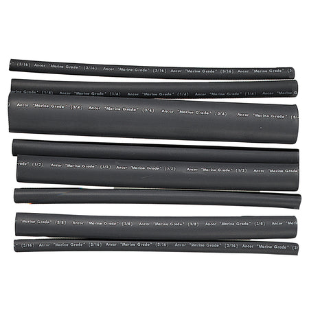 Ancor Adhesive Lined Heat Shrink Tubing - Assorted 8-Pack, 6", 20-2/0 AWG, Black 301506 — Quality Boat Parts