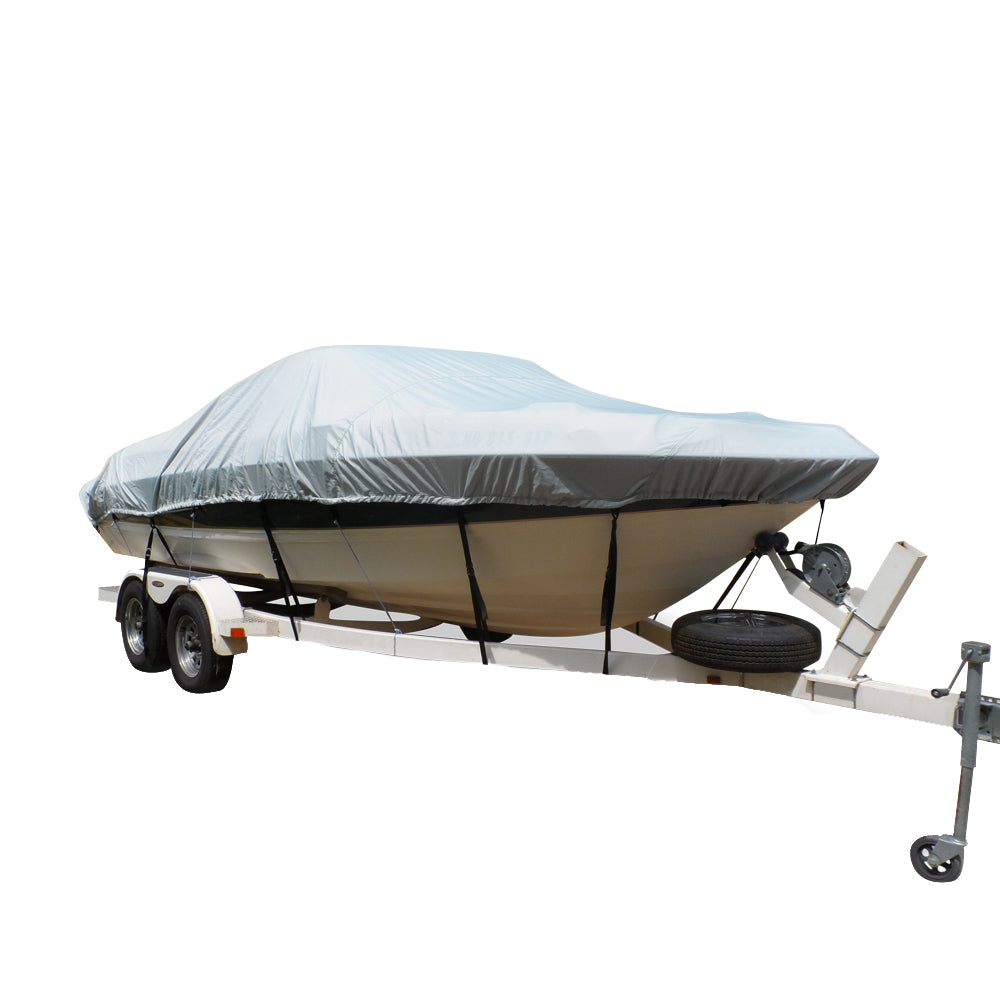 Carver Flex-Fit™ PRO Polyester Size 1 Boat Cover f/V-Hull Fishing Boats & Jon Boats - Grey 79001 — Quality Boat Parts