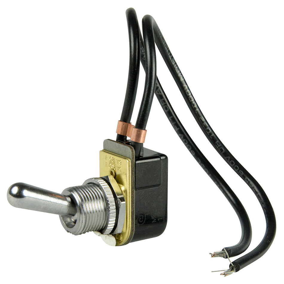 BEP SPST Chrome Plated Toggle Switch Wire Leads - ON/OFF 1002023 — Quality Boat Parts