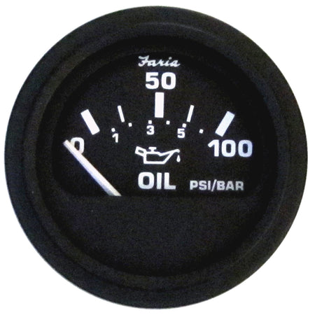 Faria Euro Black 2" Oil Pressure Gauge (100 PSI) 12845 — Quality Boat Parts