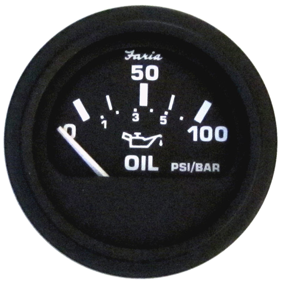 Faria Euro Black 2" Oil Pressure Gauge (100 PSI) 12845 — Quality Boat Parts