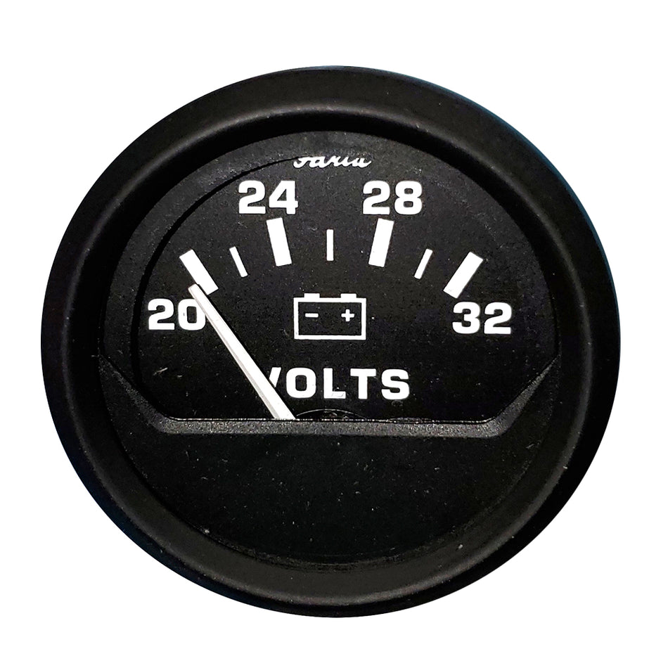 Faria Euro Black 2" Voltmeter (20-32 V) 12860 — Quality Boat Parts