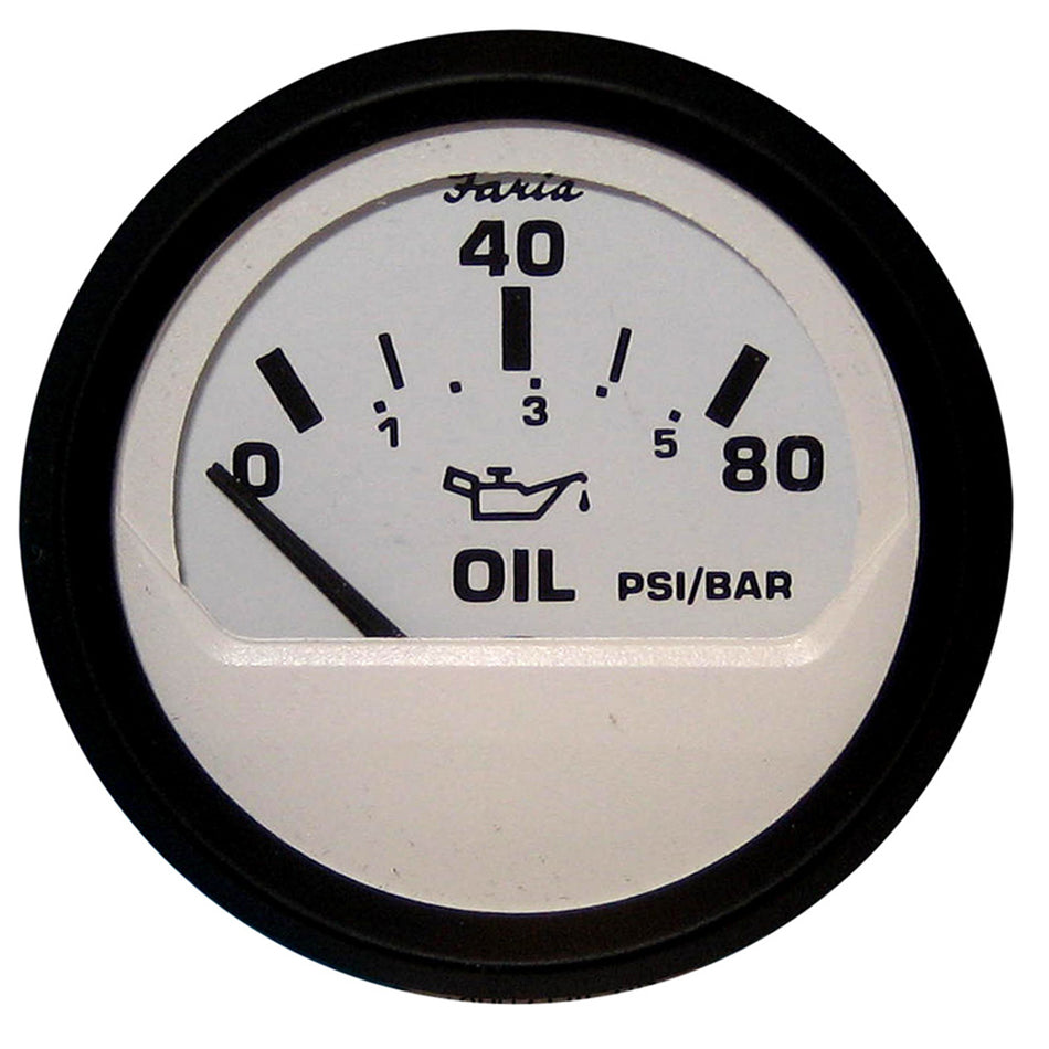 Faria Euro White 2" Oil Pressure Gauge (80 PSI) 12902 — Quality Boat Parts