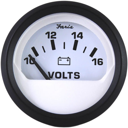 Faria Euro White 2" Voltmeter (10-16 VDC) 12911 — Quality Boat Parts