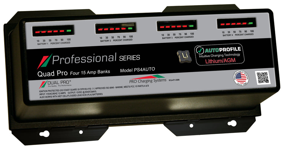 Dual Pro PS4AUTO Battery Charger, Auto Profille 4 Bank 60 Amps PS4AUTO — Quality Boat Parts