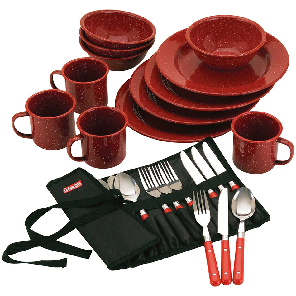 Coleman 24-Piece Speckled Enamelware Cook Set - Red 2000016407 — Quality Boat Parts