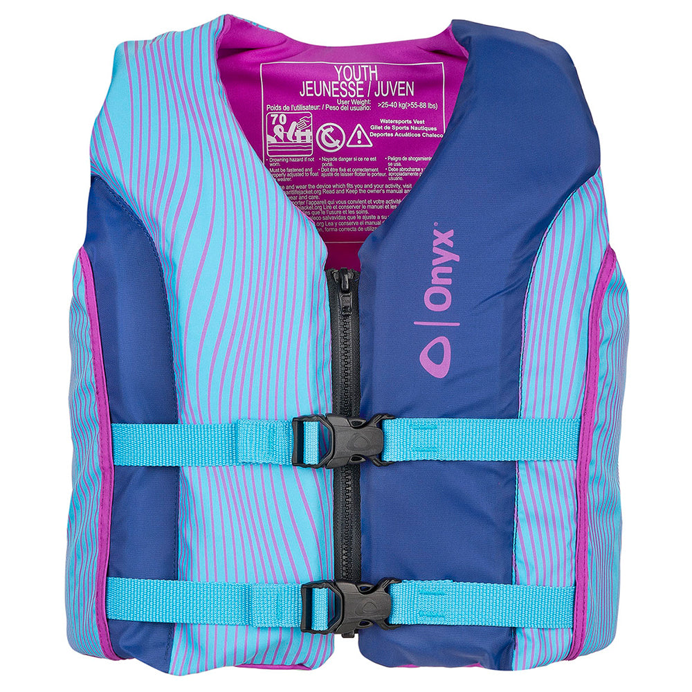 Onyx Shoal All Adventure Youth Paddle & Water Sports Life Jacket - Blue 121000-500-002-21 — Quality Boat Parts