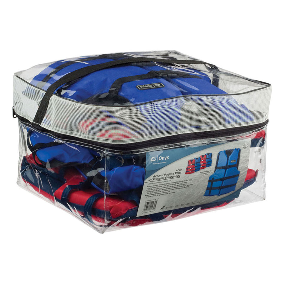 Onyx Adult General Purpose Life Vests - 4-Pack (2 Red, 2 Blue) 103200-999-004-12 — Quality Boat Parts