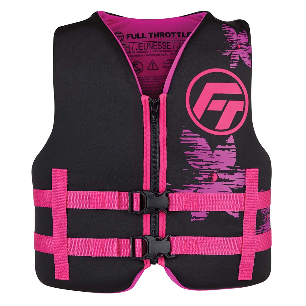Full Throttle Youth Rapid-Dry Life Jacket - Pink/Black 142100-105-002-22 — Quality Boat Parts