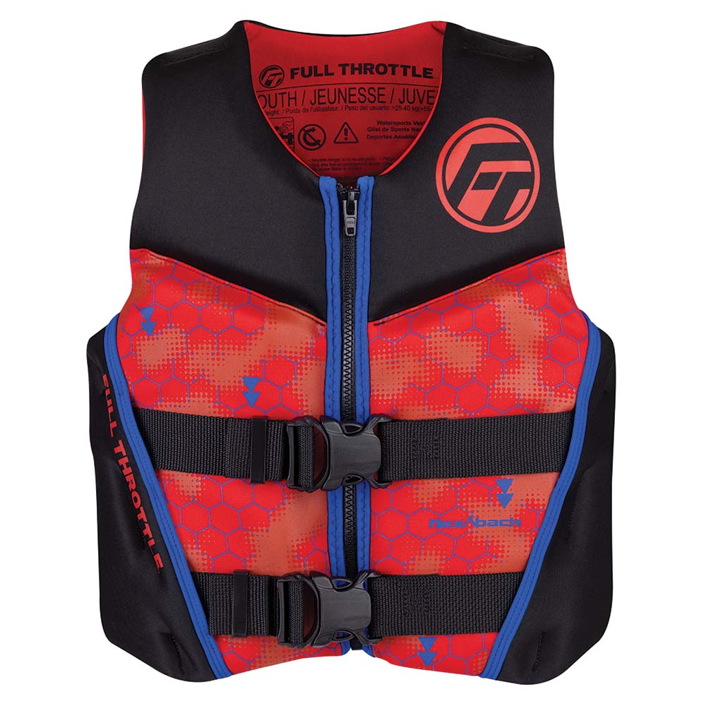 Full Throttle Youth Rapid-Dry Flex-Back Life Jacket - Red/Black 142500-100-002-22 — Quality Boat Parts