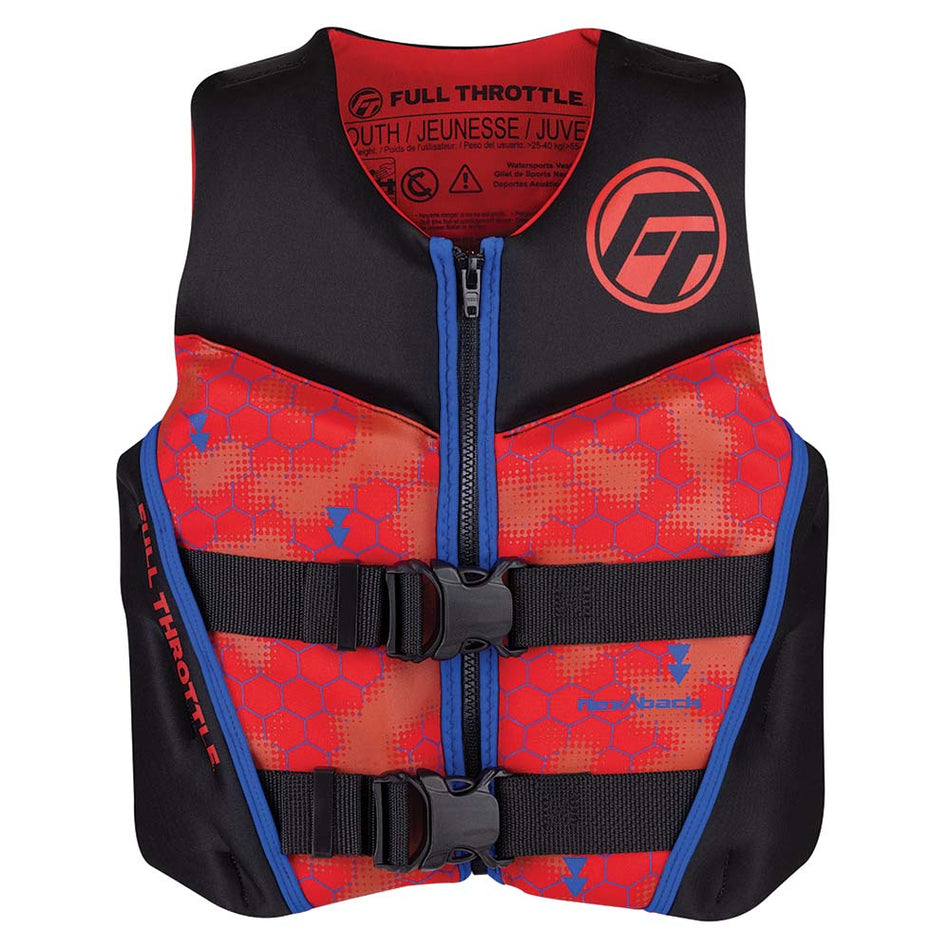 Full Throttle Youth Rapid-Dry Flex-Back Life Jacket - Red/Black 142500-100-002-22 — Quality Boat Parts