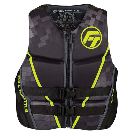 Full Throttle Men's Rapid-Dry Flex-Back Life Jacket - L - Black/Green 142500-400-040-22 — Quality Boat Parts