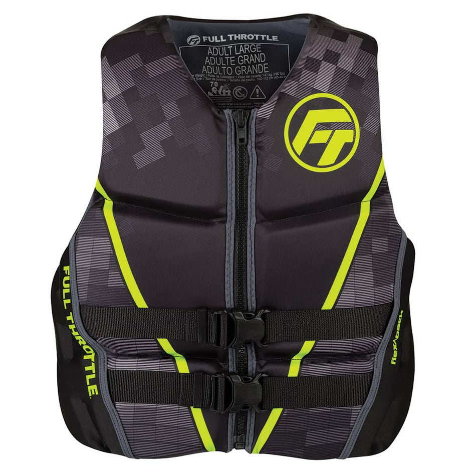 Full Throttle Men's Rapid-Dry Flex-Back Life Jacket - L - Black/Green 142500-400-040-22 — Quality Boat Parts
