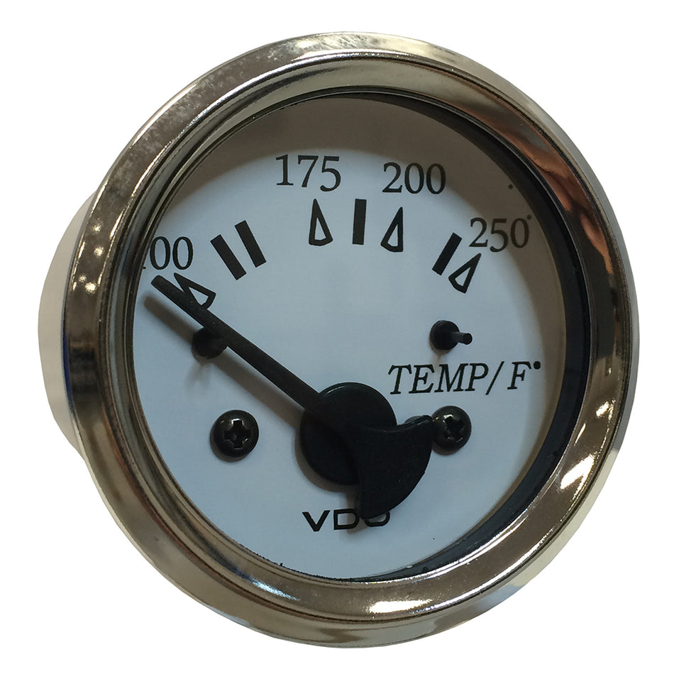 VDO Cockpit Marine 52MM (2-1/16") Water Temp. Gauge - 0-250°F - White Dial/Chrome Bezel 310-15277 — Quality Boat Parts
