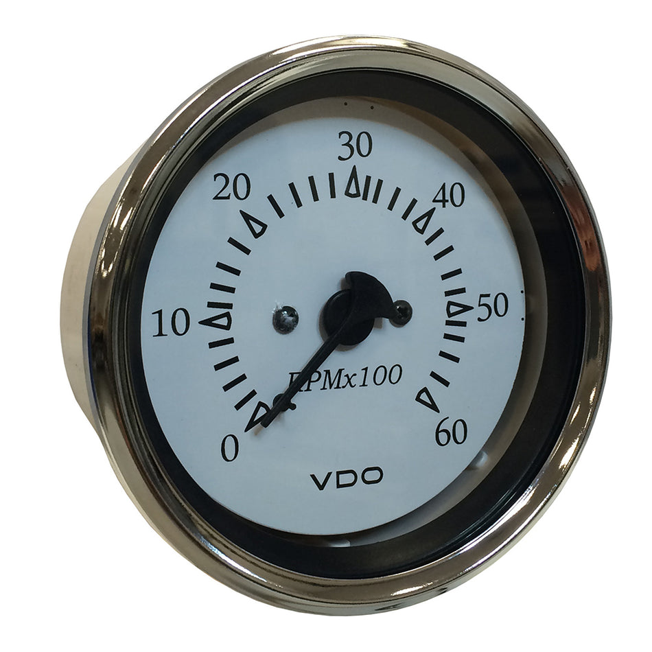 VDO Cockpit Marine 85MM (3-3/8") Sterndrive Tachometer - White Dial/Chrome Bezel 333-15274 — Quality Boat Parts