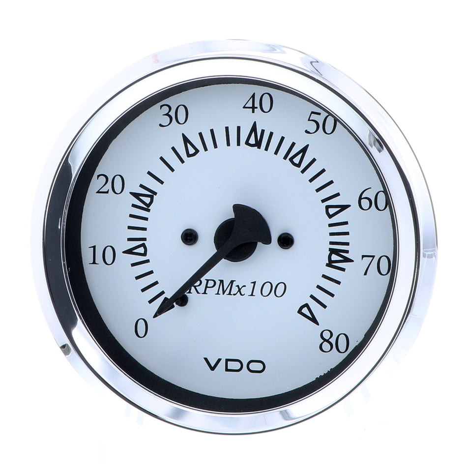 VDO Cockpit Marine 85MM (3-3/8") Outboard Tachometer - White Dial/Chrome Bezel 333-15275 — Quality Boat Parts