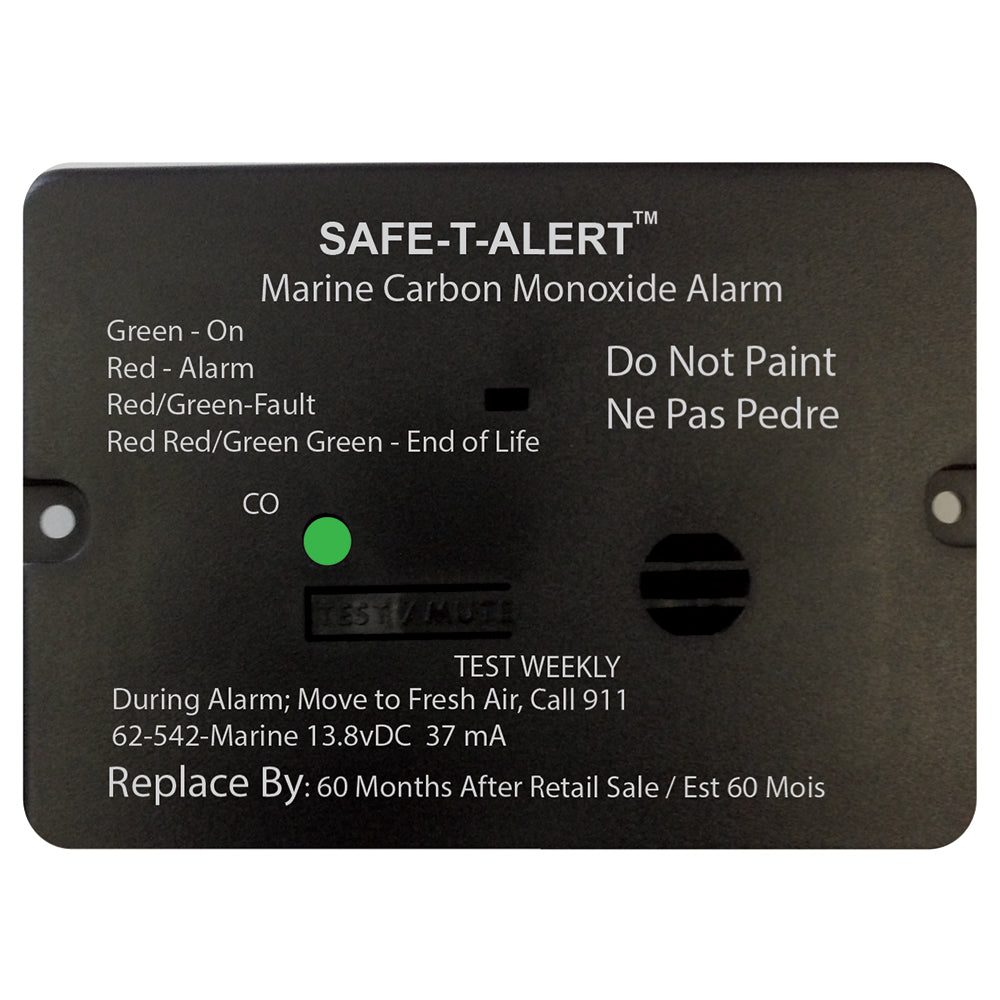 Safe-T-Alert 62 Series Carbon Monoxide Alarm w/Relay - 12V - 62-542-R-Marine - Flush Mount - Black 62-542-R-MARINE-BL — Quality Boat Parts