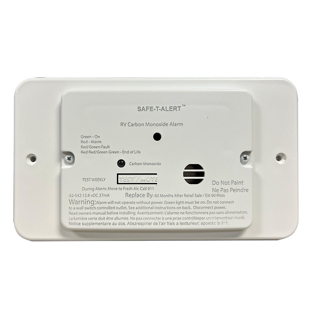 Safe-T-Alert 62 Series RV Carbon Monoxide - White - Flush Mount - 12V w/Trim Ring 62-542-TR-WT — Quality Boat Parts