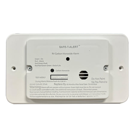 Safe-T-Alert 62 Series RV Carbon Monoxide - White - Flush Mount - 12V w/Trim Ring 62-542-TR-WT — Quality Boat Parts