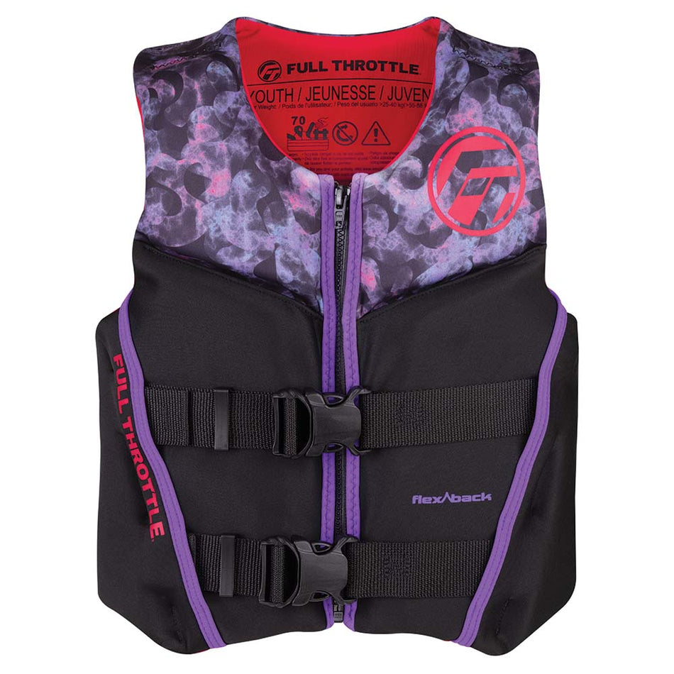 Full Throttle Youth Rapid-Dry Flex-Back Life Jacket - Pink/Black 142500-105-002-22 — Quality Boat Parts