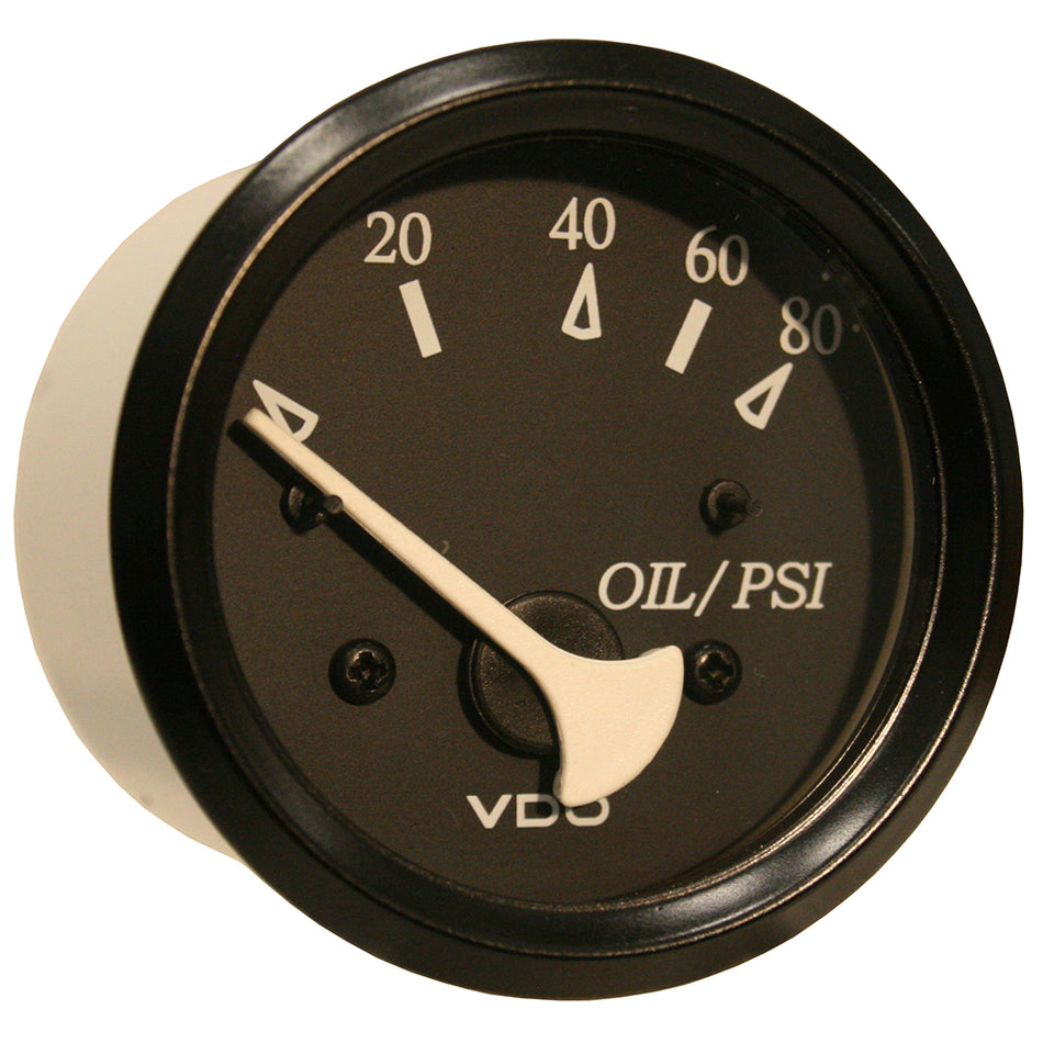 VDO Cockpit Marine Oil Pressure Gauge - 80 PSI - Black Dial/Bezel 350-11800 — Quality Boat Parts