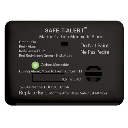 Safe-T-Alert 62 Series Carbon Monoxide Alarm - 12V - 62-541-Marine - Surface Mount - Black 62-541-MARINE-BL — Quality Boat Parts