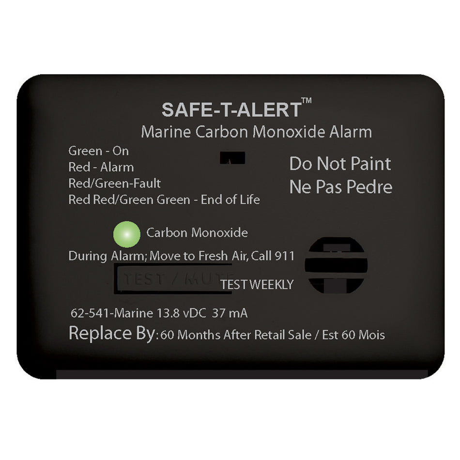 Safe-T-Alert 62 Series Carbon Monoxide Alarm - 12V - 62-541-Marine - Surface Mount - Black 62-541-MARINE-BL — Quality Boat Parts