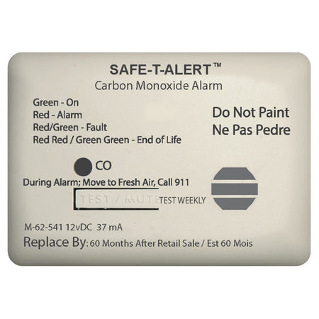 Safe-T-Alert 62 Series Carbon Monoxide Alarm w/Relay - 12V - 62-541-Marine-RLY-NC - Surface Mount - White 62-541-MARINE-RLY-NC — Quality Boat Parts