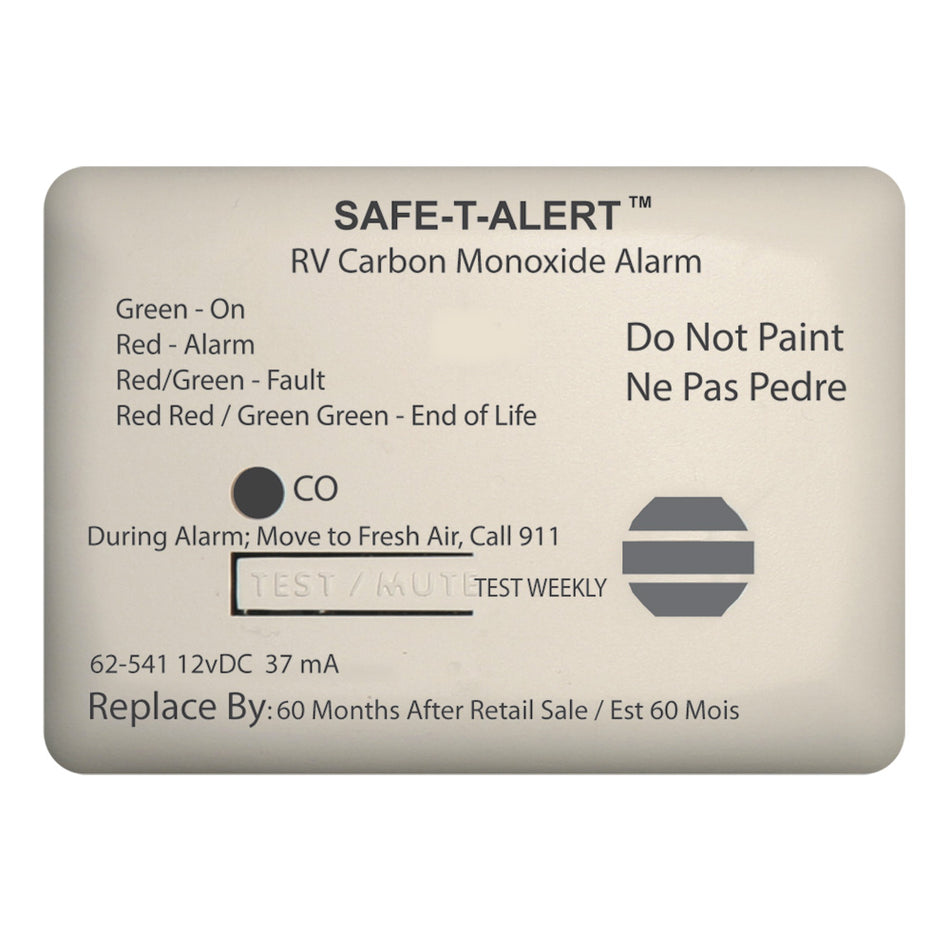 Safe-T-Alert 62 Series Carbon Monoxide Alarm - 12V - RV Surface Mount - White 62-541-WT — Quality Boat Parts