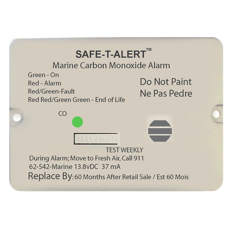 Safe-T-Alert 62 Series Carbon Monoxide Alarm - 12V - 62-542-Marine - Flush Mount - White 62-542-MARINE — Quality Boat Parts