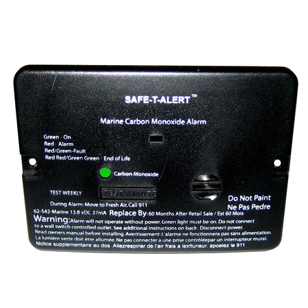 Safe-T-Alert 62 Series Carbon Monoxide Alarm - 12V - 62-542-Marine - Flush Mount - Black 62-542-MARINE-BLK — Quality Boat Parts