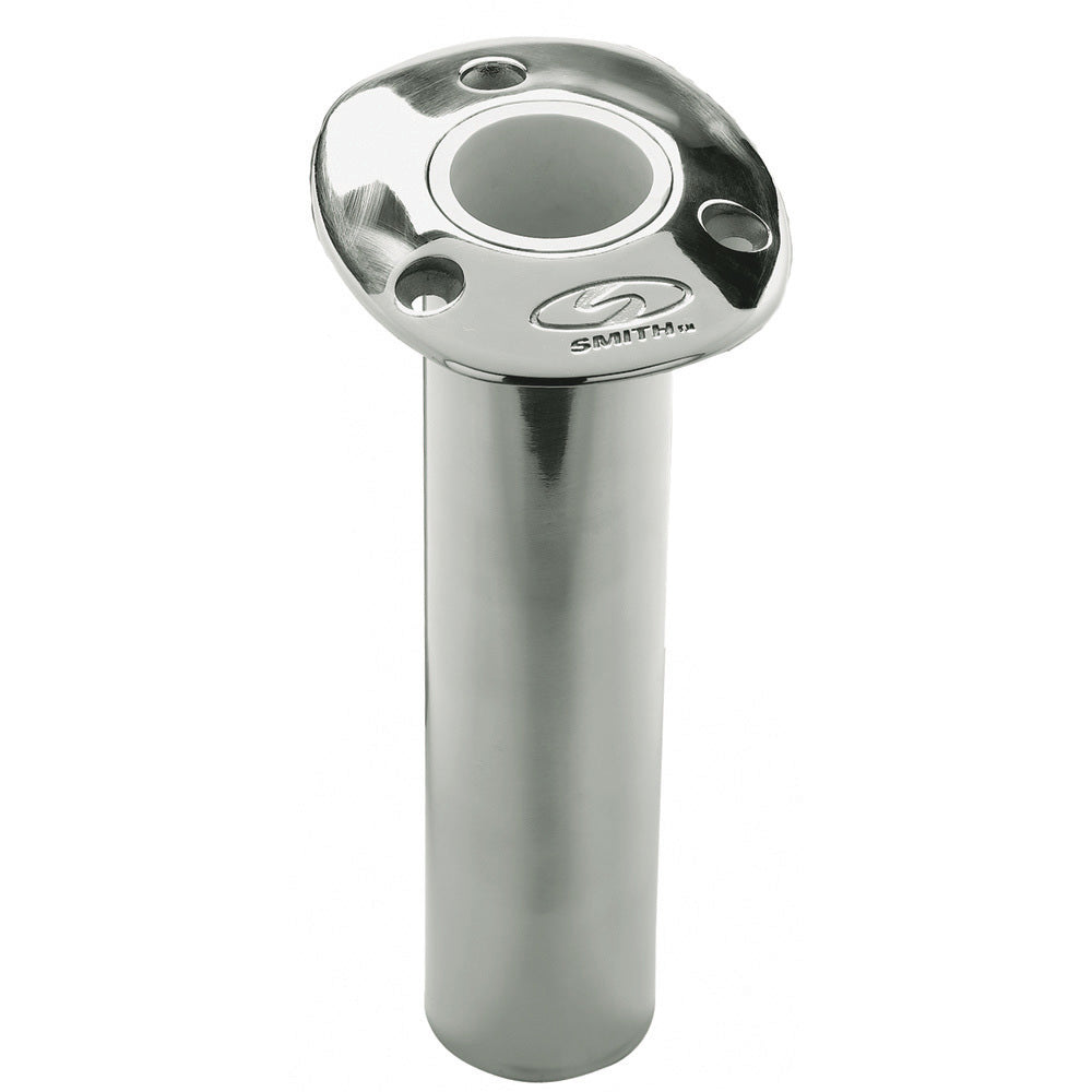 C.E. Smith Flush Mount Rod Holder - 0 Degree & 9" Depth - Stainless Steel - Cast Bottom - White Vinyl Liner 53670CA — Quality Boat Parts