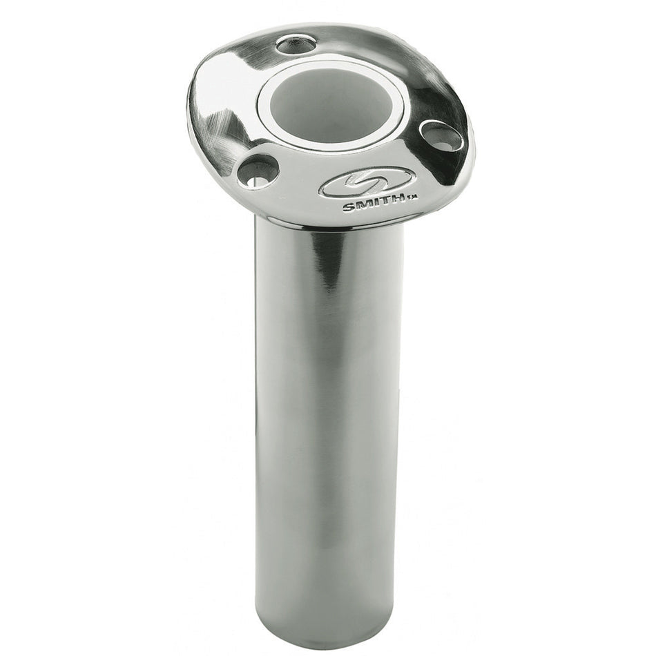 C.E. Smith Flush Mount Rod Holder - 0 Degree & 9" Depth - Stainless Steel - Cast Bottom - White Vinyl Liner 53670CA — Quality Boat Parts
