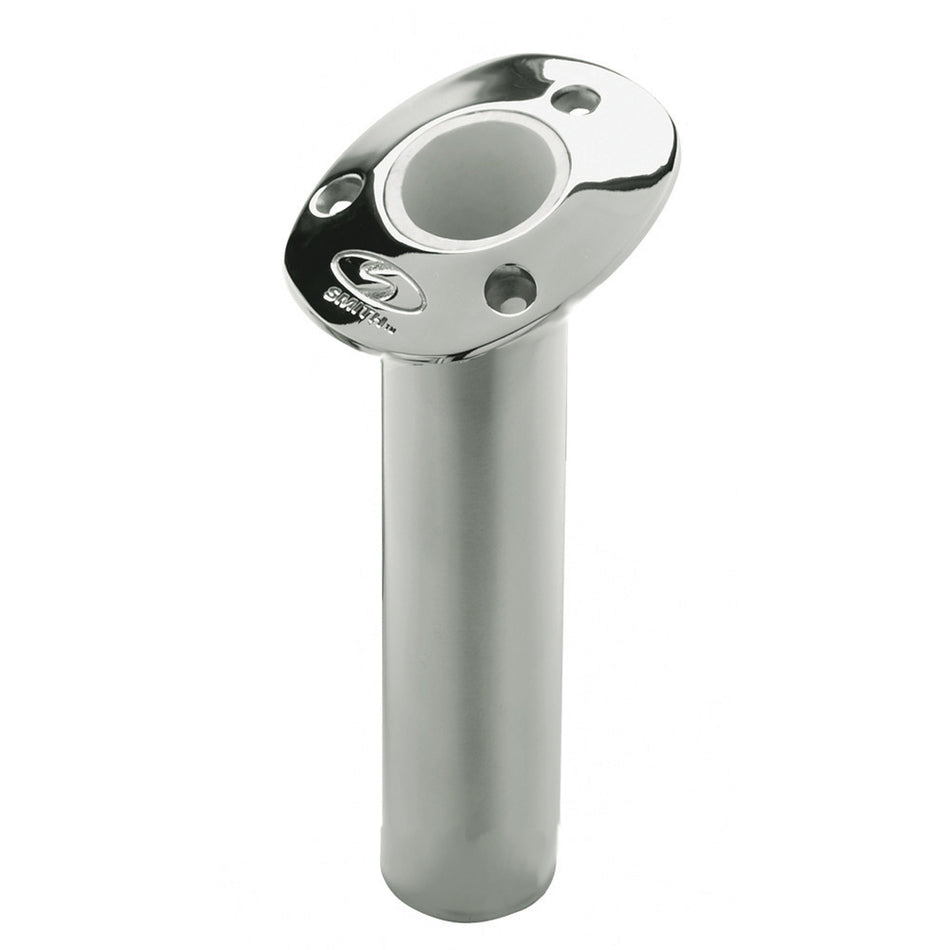 C.E. Smith Flush Mount Rod Holder - 15 Degree & 9" Depth - Stainless Steel - Cast Gimbal - White Vinyl Liner 53671CA — Quality Boat Parts