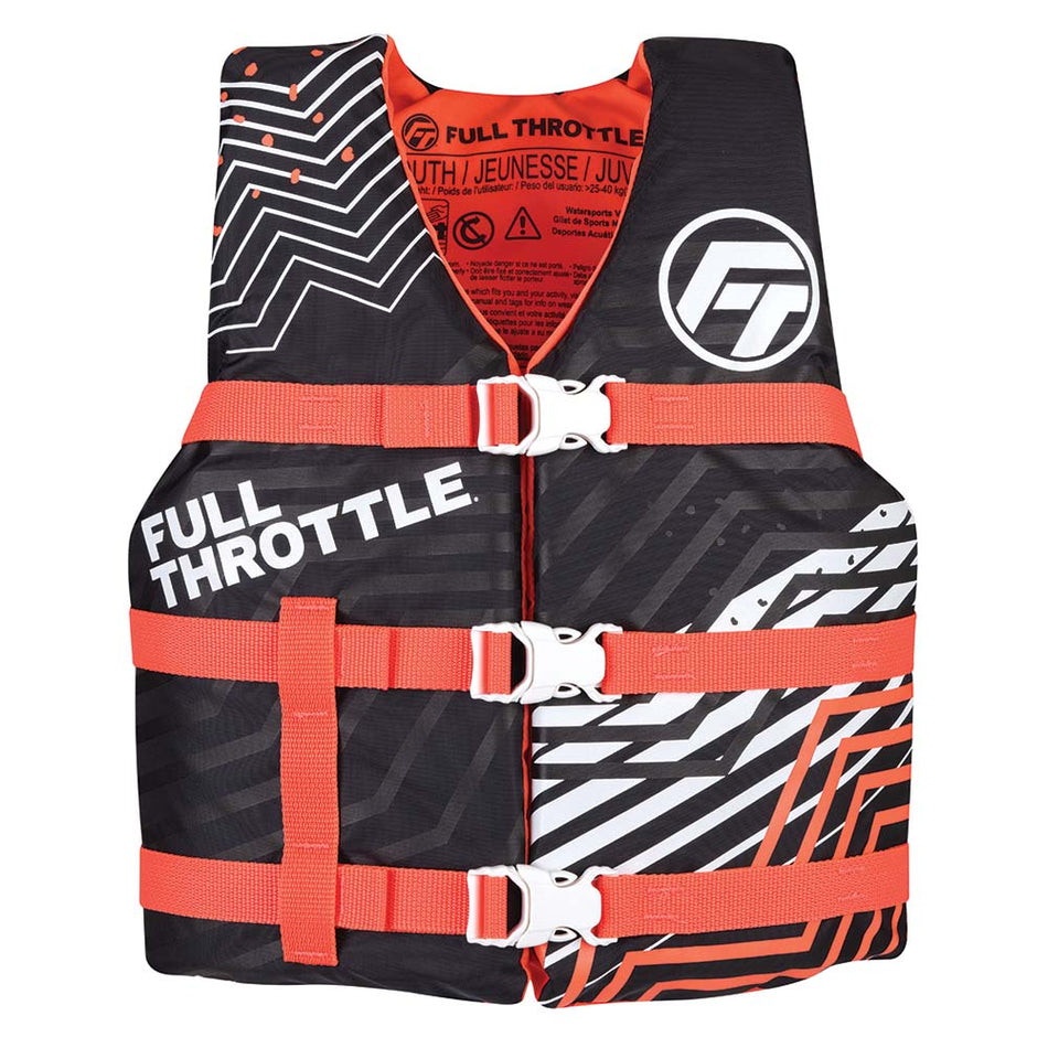 Full Throttle Youth Nylon Life Jacket - Pink/Black 112200-105-002-22 — Quality Boat Parts