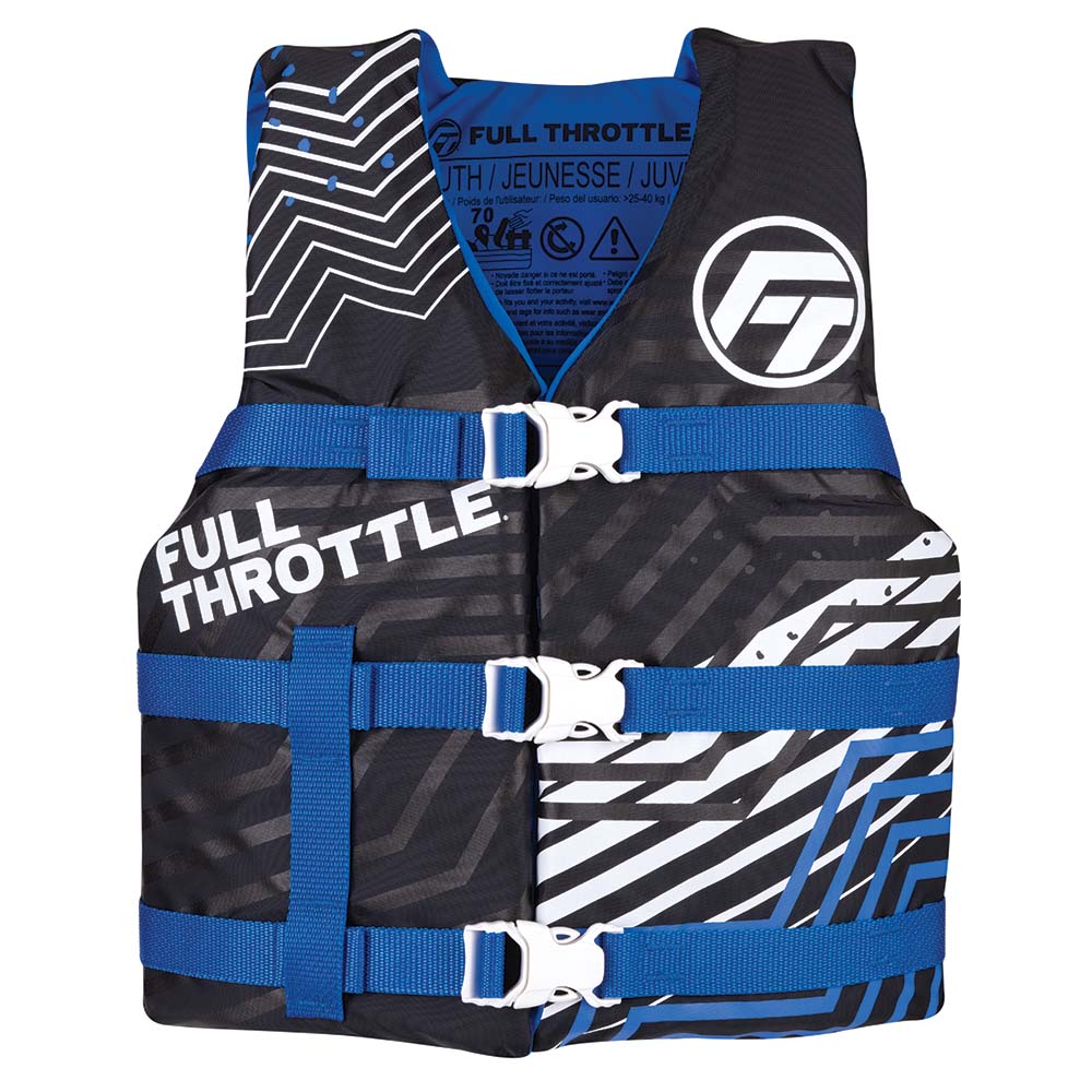 Full Throttle Youth Nylon Life Jacket - Blue/Black 112200-500-002-22 — Quality Boat Parts