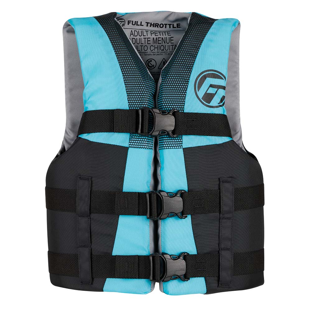 Full Throttle Teen Nylon Life Jacket - Aqua/Black 112200-505-010-22 — Quality Boat Parts