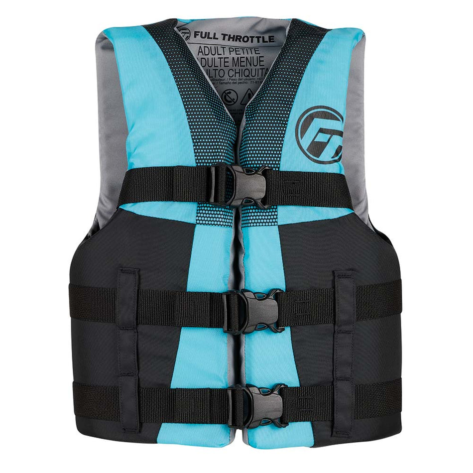 Full Throttle Teen Nylon Life Jacket - Aqua/Black 112200-505-010-22 — Quality Boat Parts