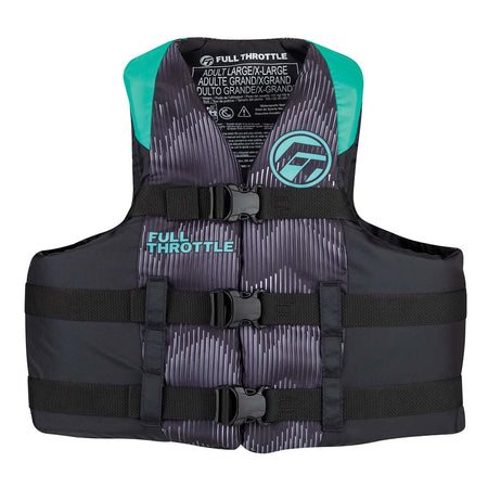 Full Throttle Adult Nylon Life Jacket - S/M - Aqua/Black 112200-505-030-22 — Quality Boat Parts